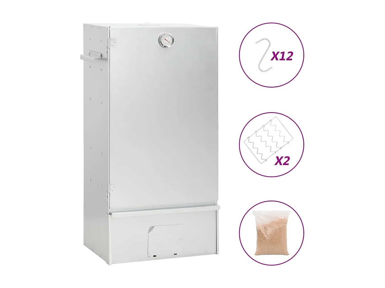 Horno ahumador astillas madera acero galvanizado 44,5x29x83 cm ES281282