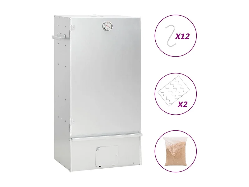 Horno ahumador astillas madera acero galvanizado 44,5x29x83 cm ES281282