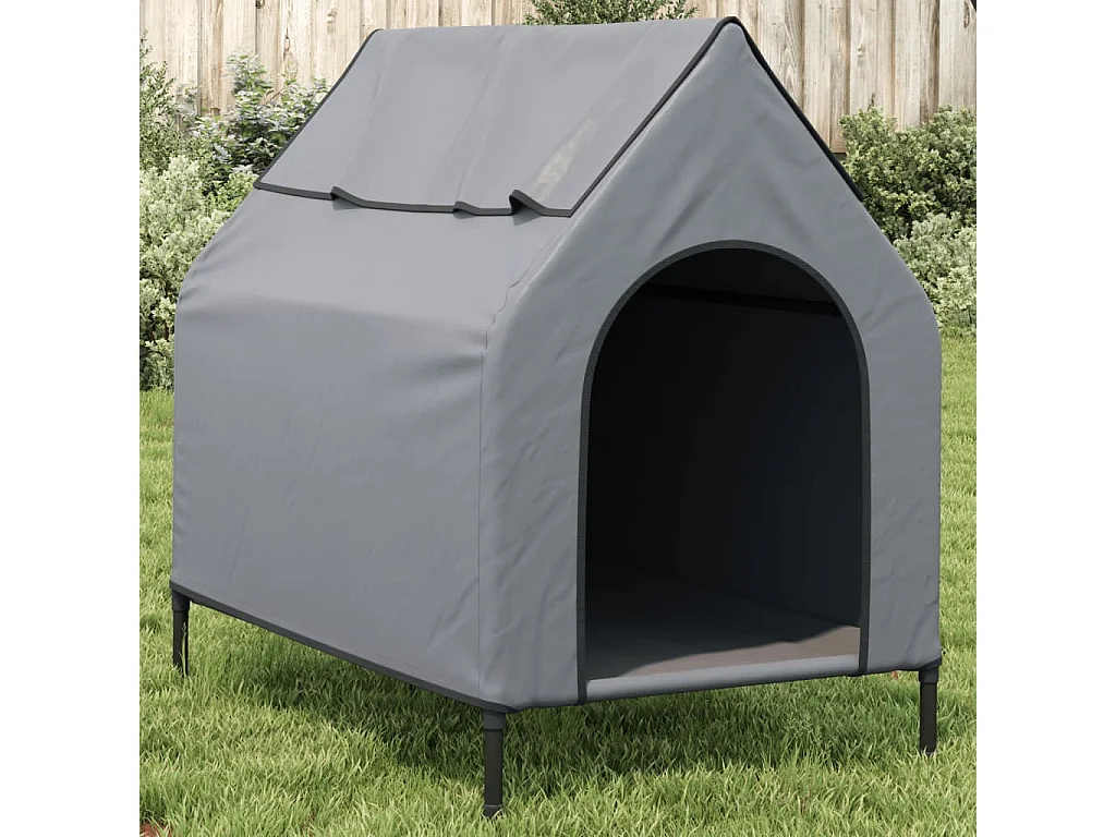 Niche pour chien gris clair tissu oxford et acier FR794050