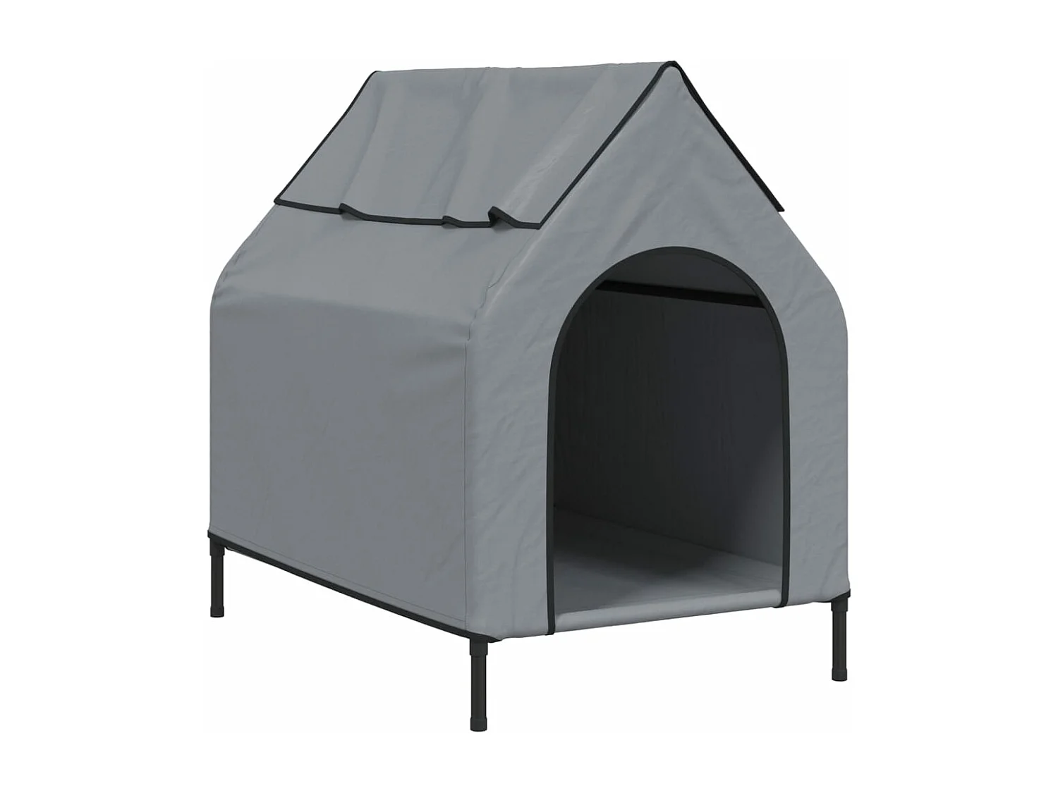 Niche pour chien gris clair tissu oxford et acier FR794050