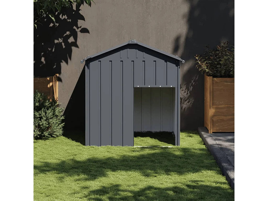 Niche pour chien avec toit anthracite acier galvanisé FR785848