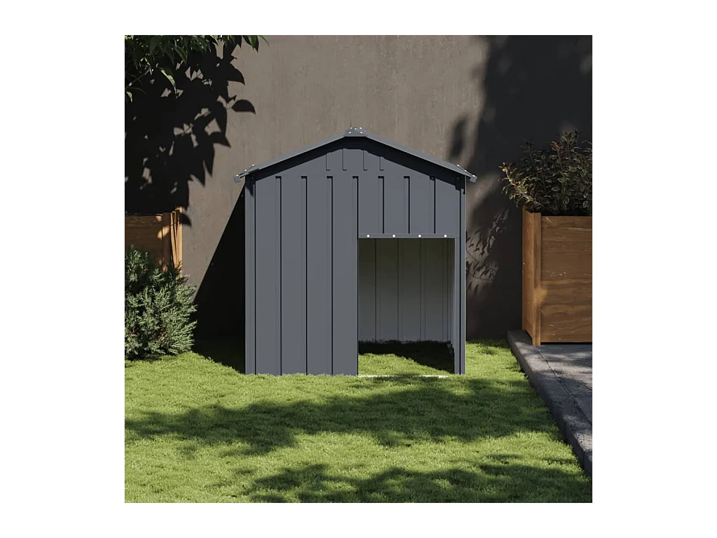 Niche pour chien avec toit anthracite acier galvanisé FR785848