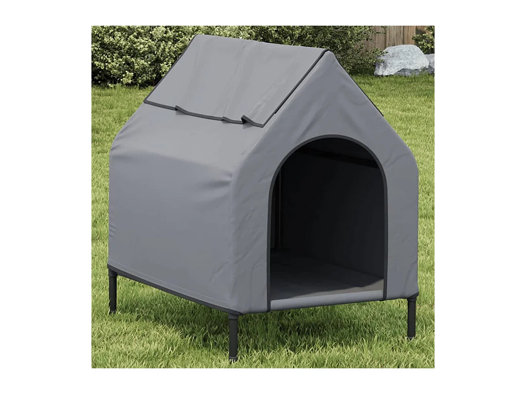 Niche pour chien gris clair tissu oxford et acier FR356165