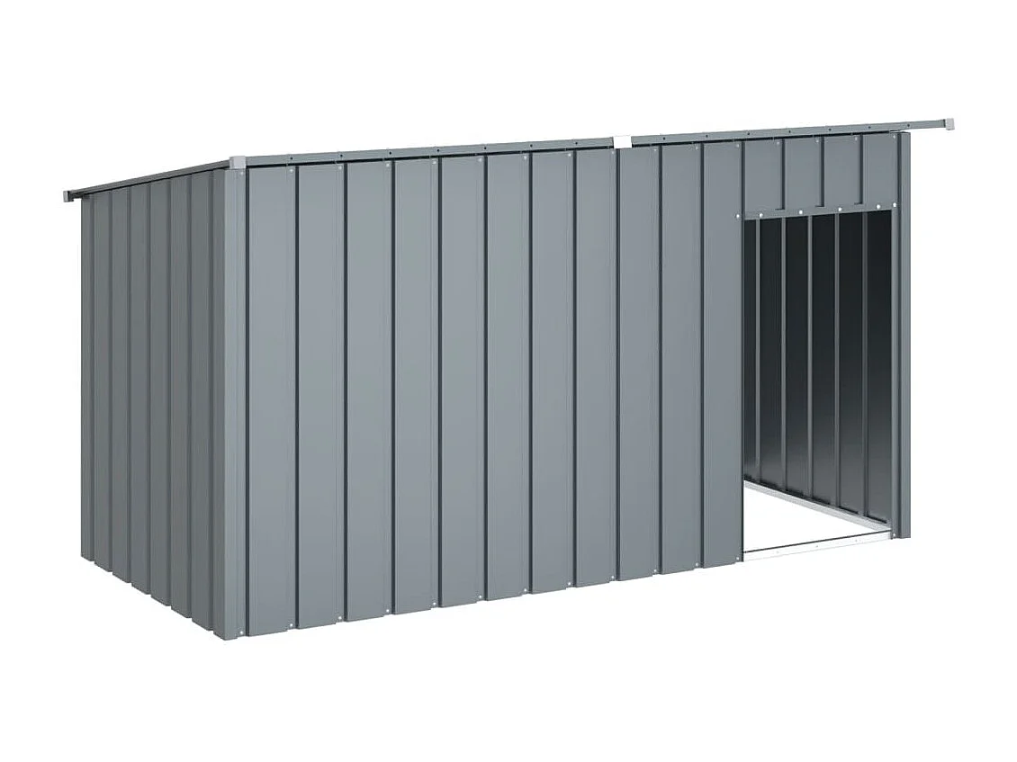 Caseta perros con tejado acero galvanizado gris 196x91x110 cm ES997084