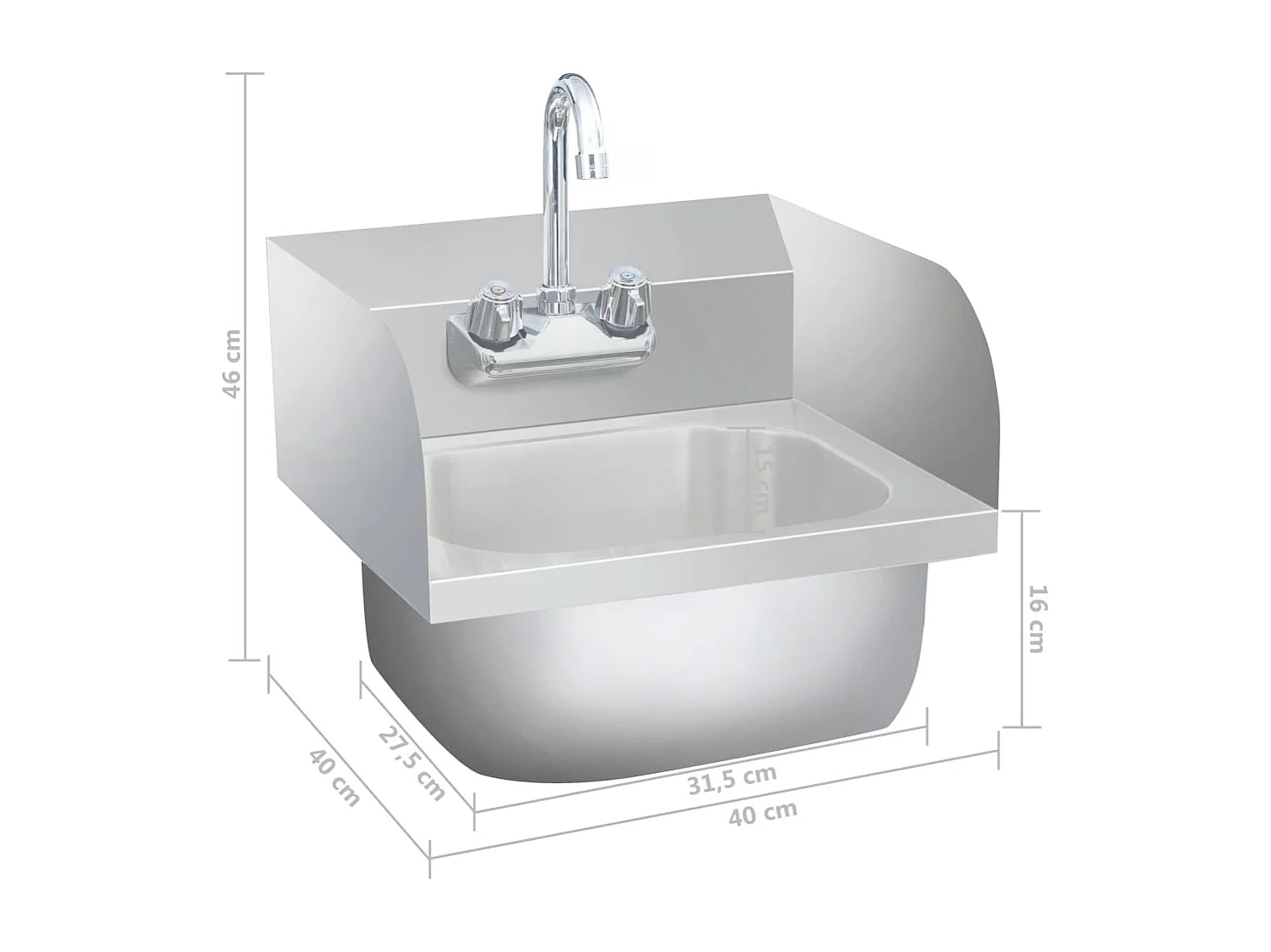 Évier commercial de lavage des mains avec robinet Inox FR804099
