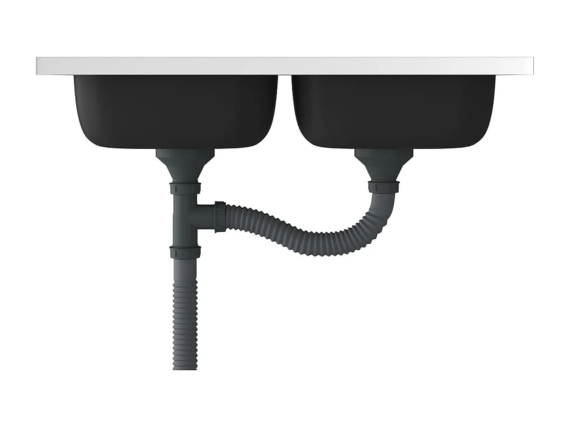 Fregadero de cocina doble seno acero inoxidable 800x500x155 mm ES467275