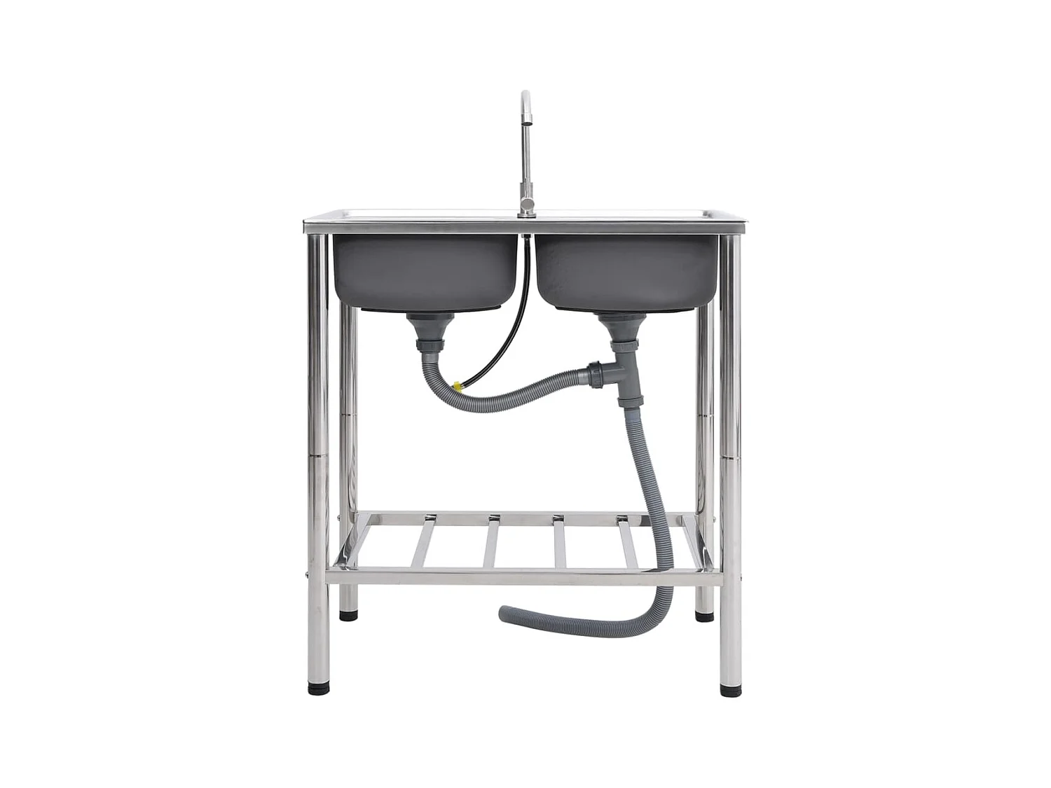 Évier de camping Double Évier avec robinet Acier inoxydable FR211616