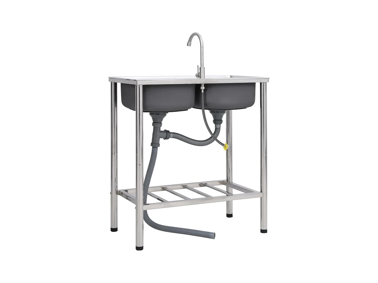 Évier de camping Double Évier avec robinet Acier inoxydable FR211616