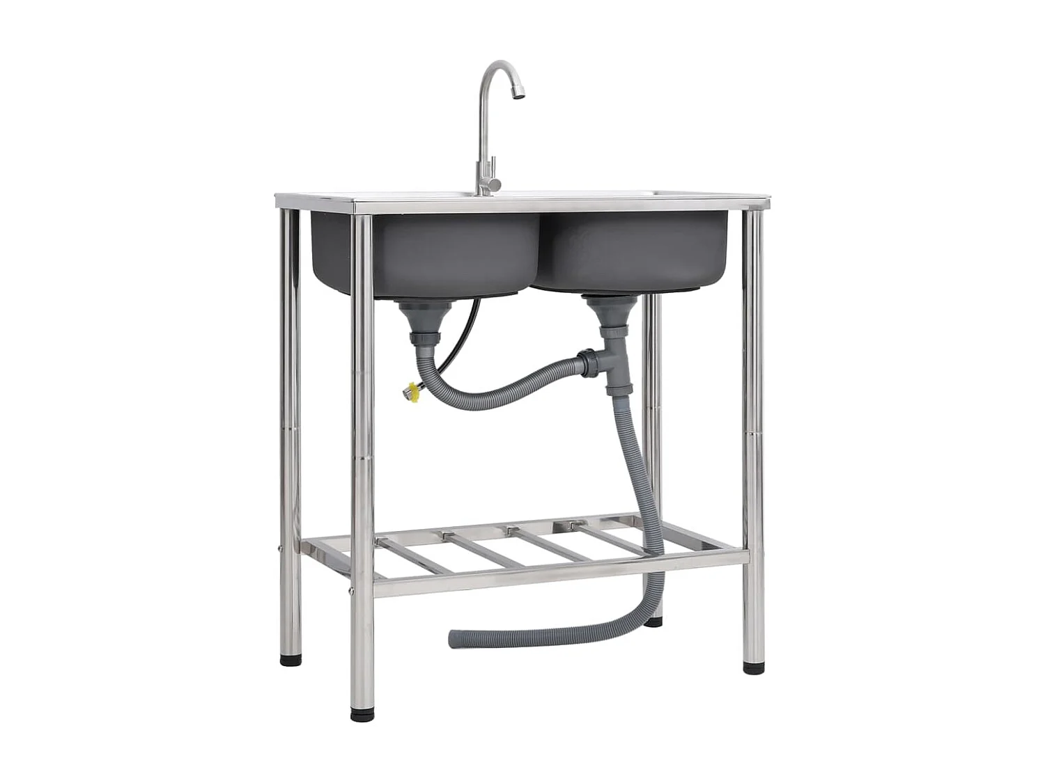 Fregadero de camping doble seno y grifo acero inoxidable ES858518