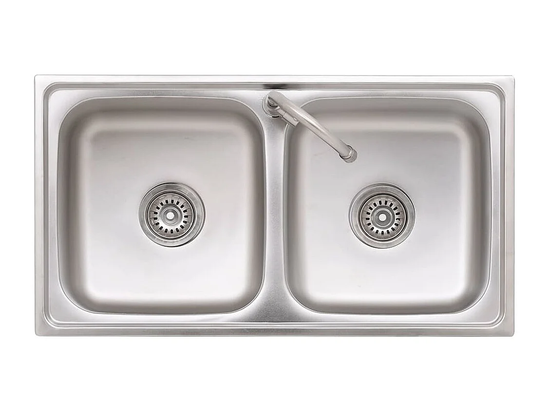 Fregadero de camping doble seno y grifo acero inoxidable ES858518