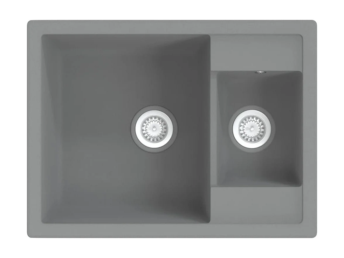 Évier de cuisine et deux Éviers trou de trop-plein Gris Granit FR848240