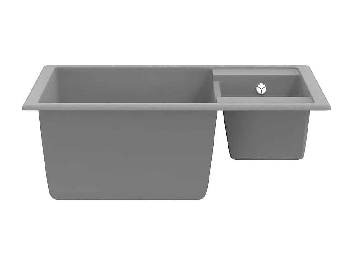 Évier de cuisine et deux Éviers trou de trop-plein Gris Granit FR848240