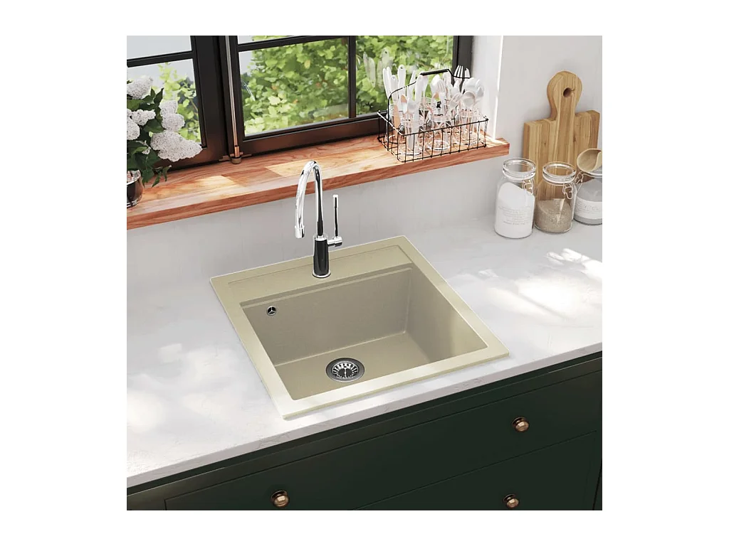 Évier de cuisine Granit Seul Évier Beige FR621241