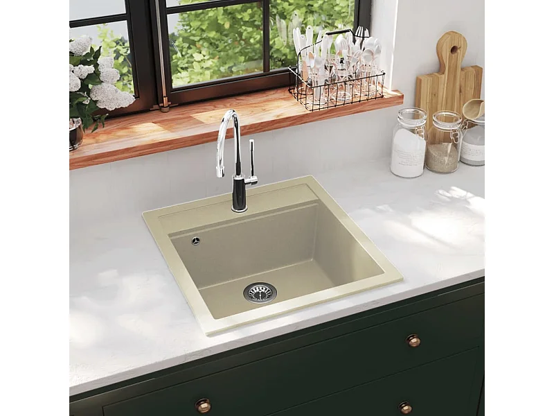 Évier de cuisine Granit Seul Évier Beige FR621241