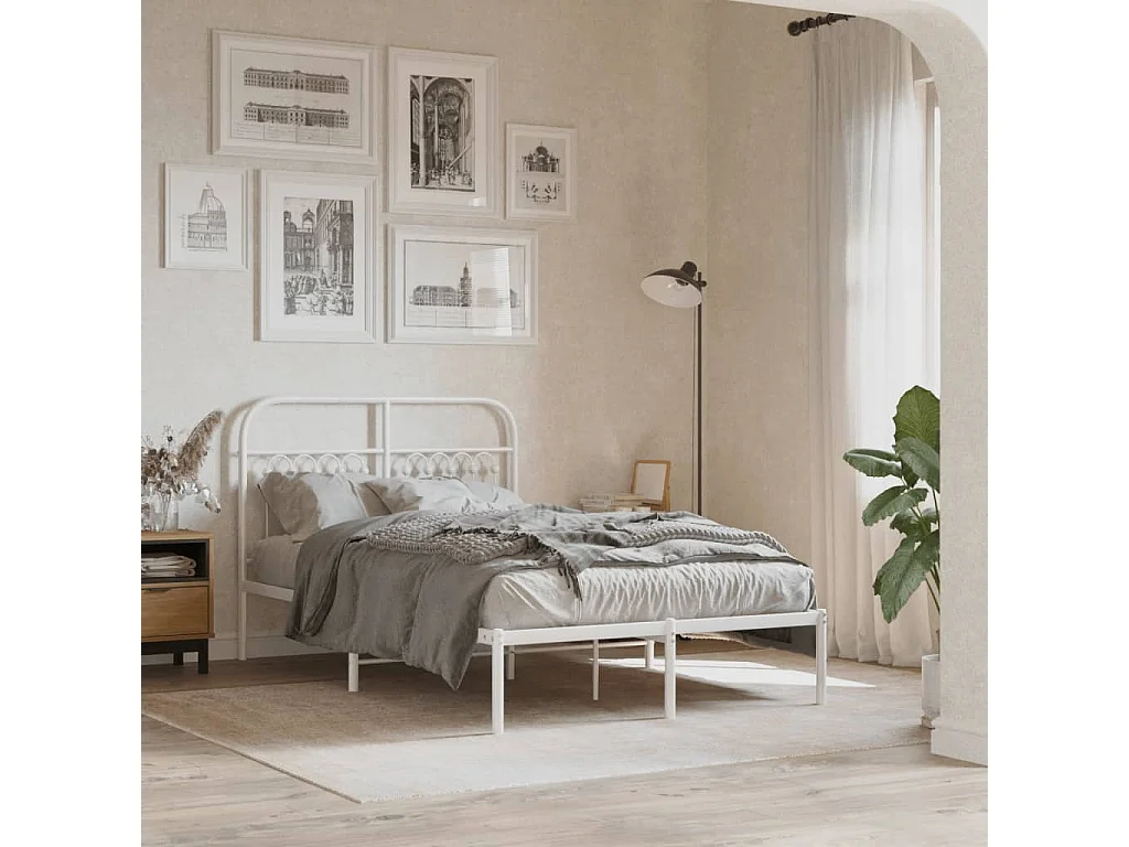 Hoofdbord 120 cm metaal wit BE195995