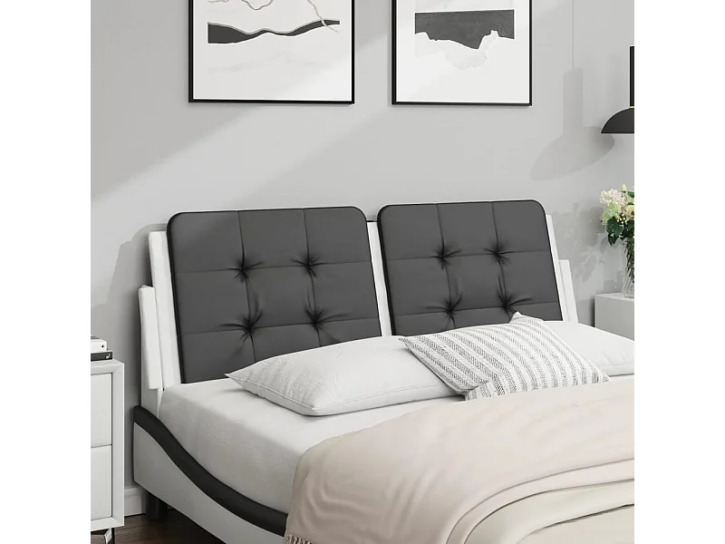 Coussin de tête de lit noir et blanc 120 cm similicuir FR687245