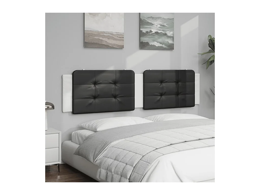 Testata del letto | Cuscino Testiera Nero e Bianco 200 cm in Similpelle