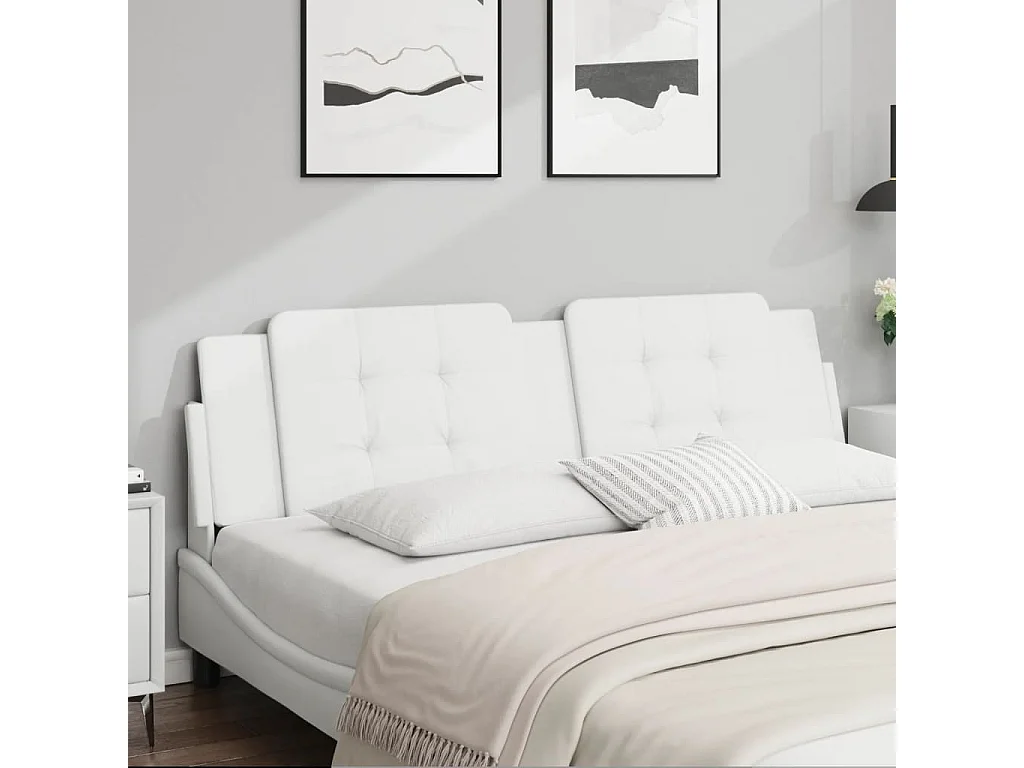 Cabecero de cama acolchado cuero sintético blanco 180 cm ES882514