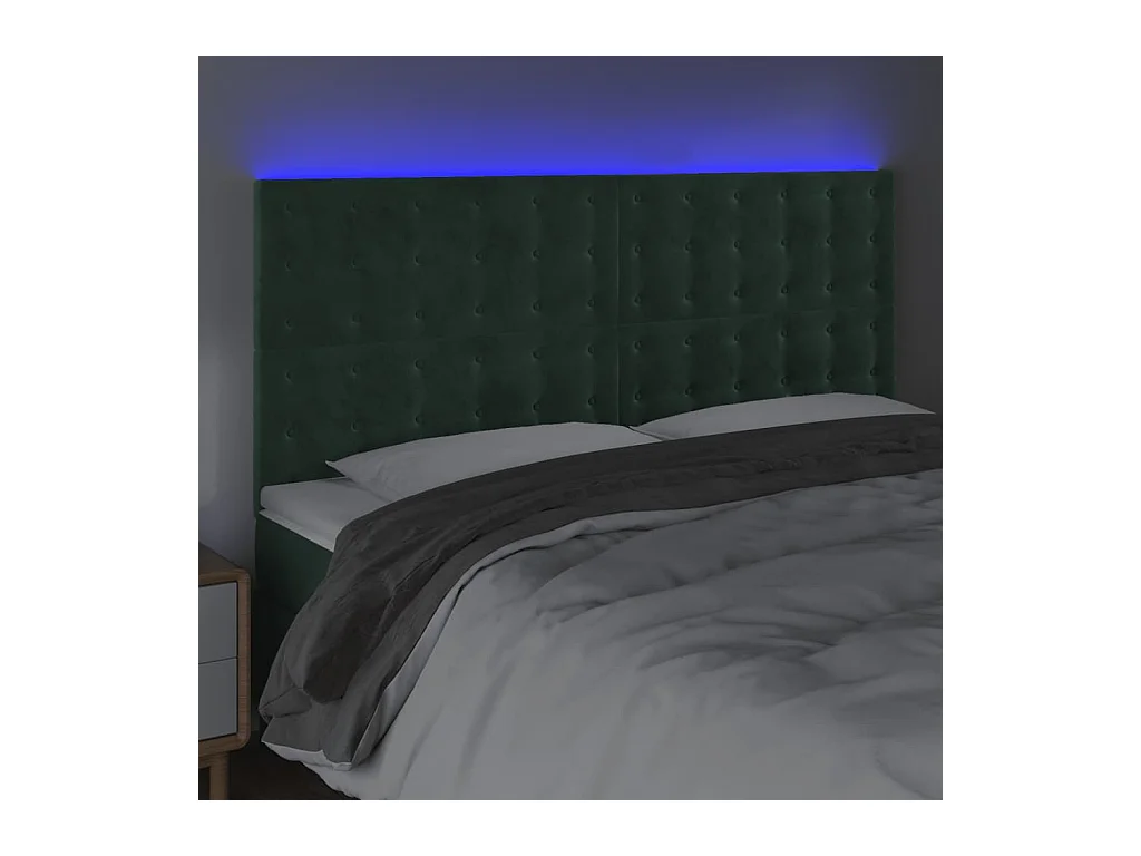Tête de lit à LED Vert foncé 180x5x118/128 cm Velours FR769187