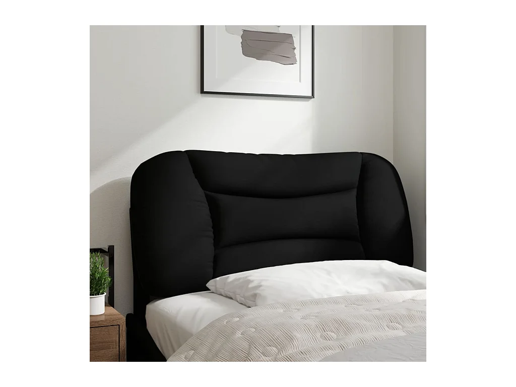 Coussin de tête de lit noir 80 cm tissu FR539327