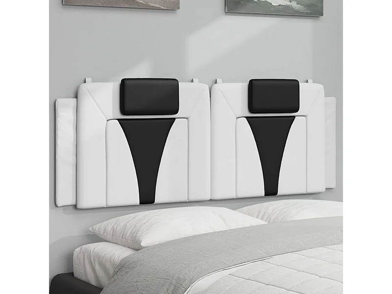 Hoofdbordkussen 120 cm kunstleer wit en zwart BE180268
