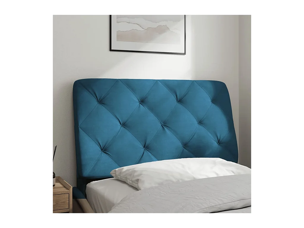 Cabecero de cama acolchado terciopelo azul 90 cm ES892685