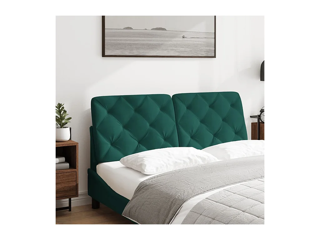 Coussin de tête de lit vert foncé 120 cm velours FR586693