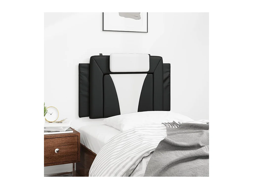 Coussin de tête de lit noir et blanc 80 cm similicuir FR526765