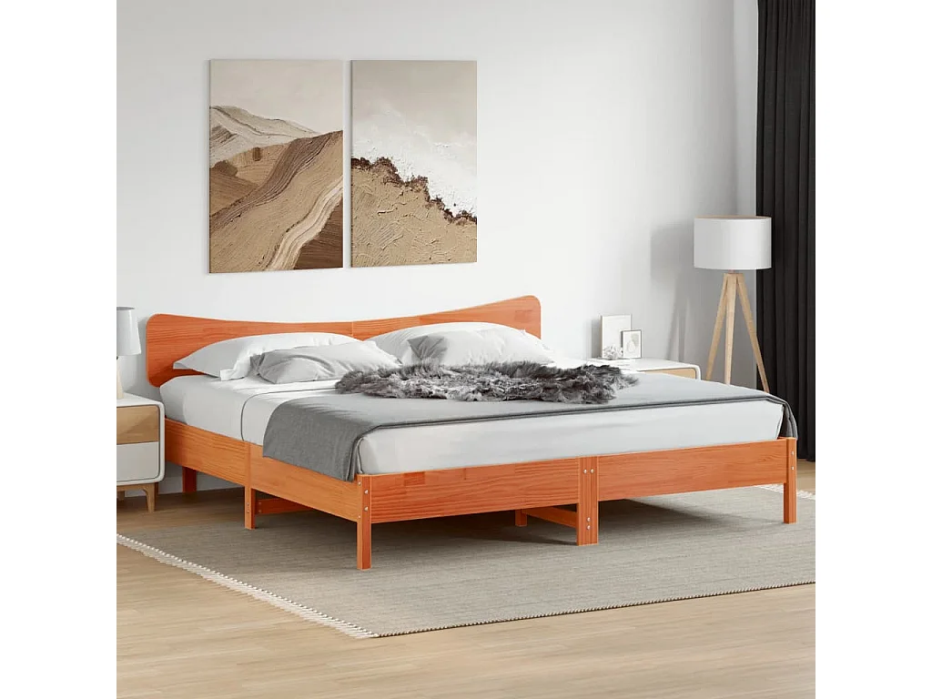 Tête de lit cire marron 200 cm bois massif de pin FR659144