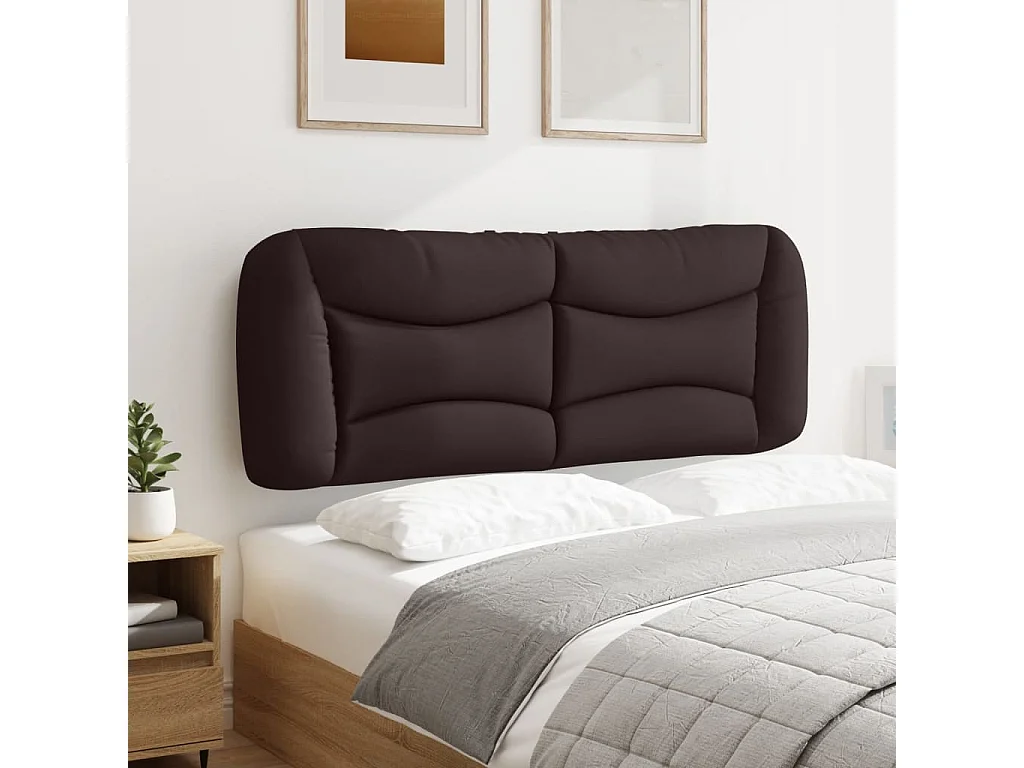 Cabecero de cama acolchado tela marrón oscuro 120 cm ES659911