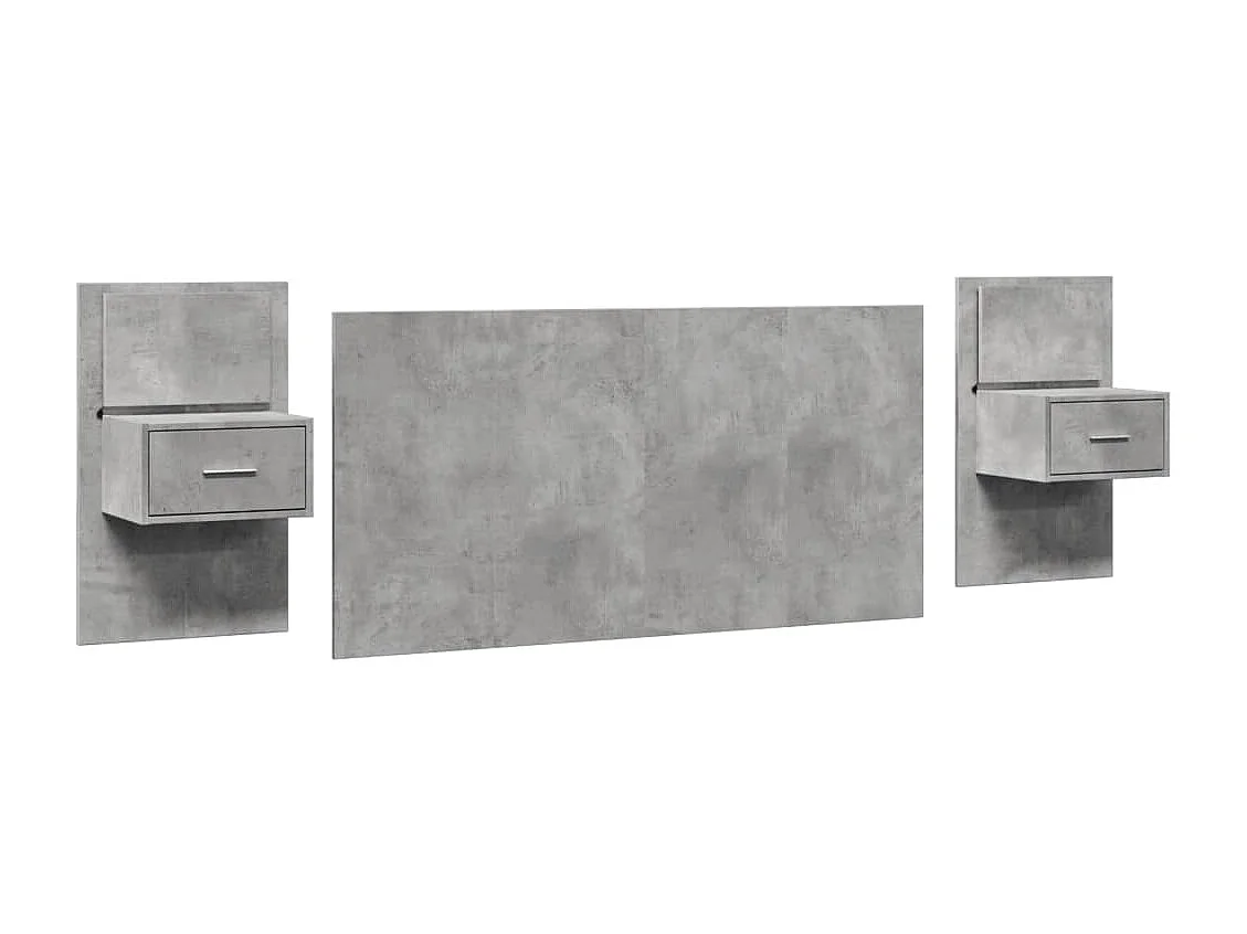 Tête de lit avec armoires gris béton 160 cm bois d'ingénierie FR381798