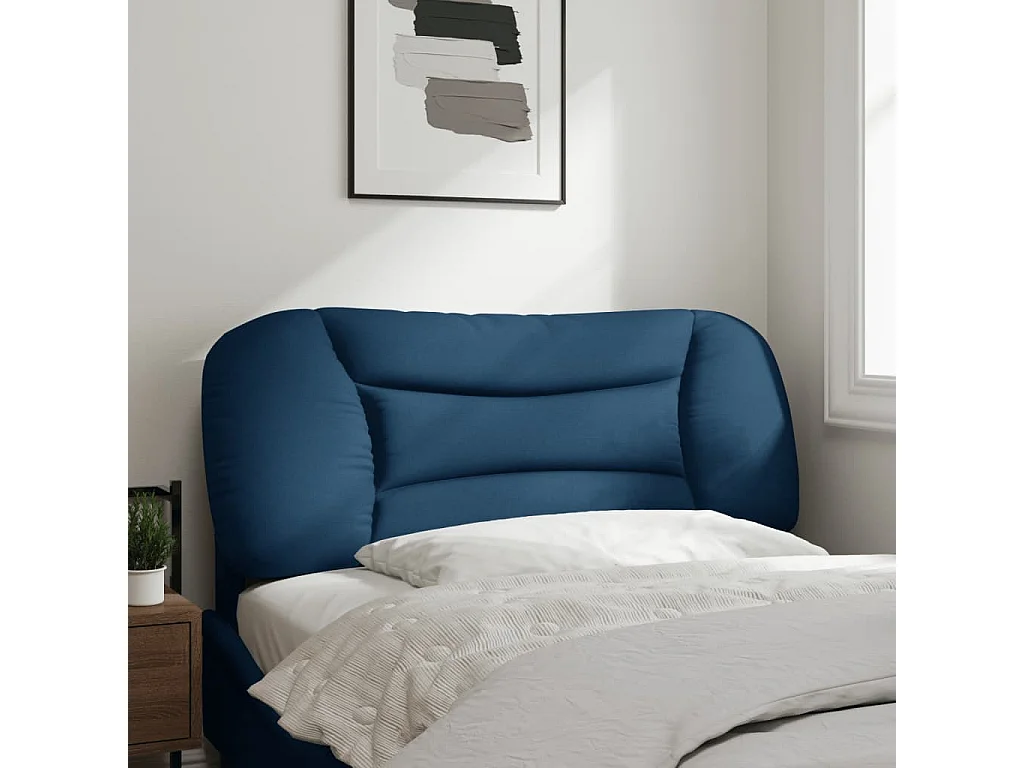 Coussin de tête de lit bleu 100 cm tissu FR844710