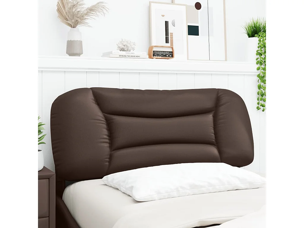 Cabecero de cama acolchado cuero sintético marrón 100 cm ES507639