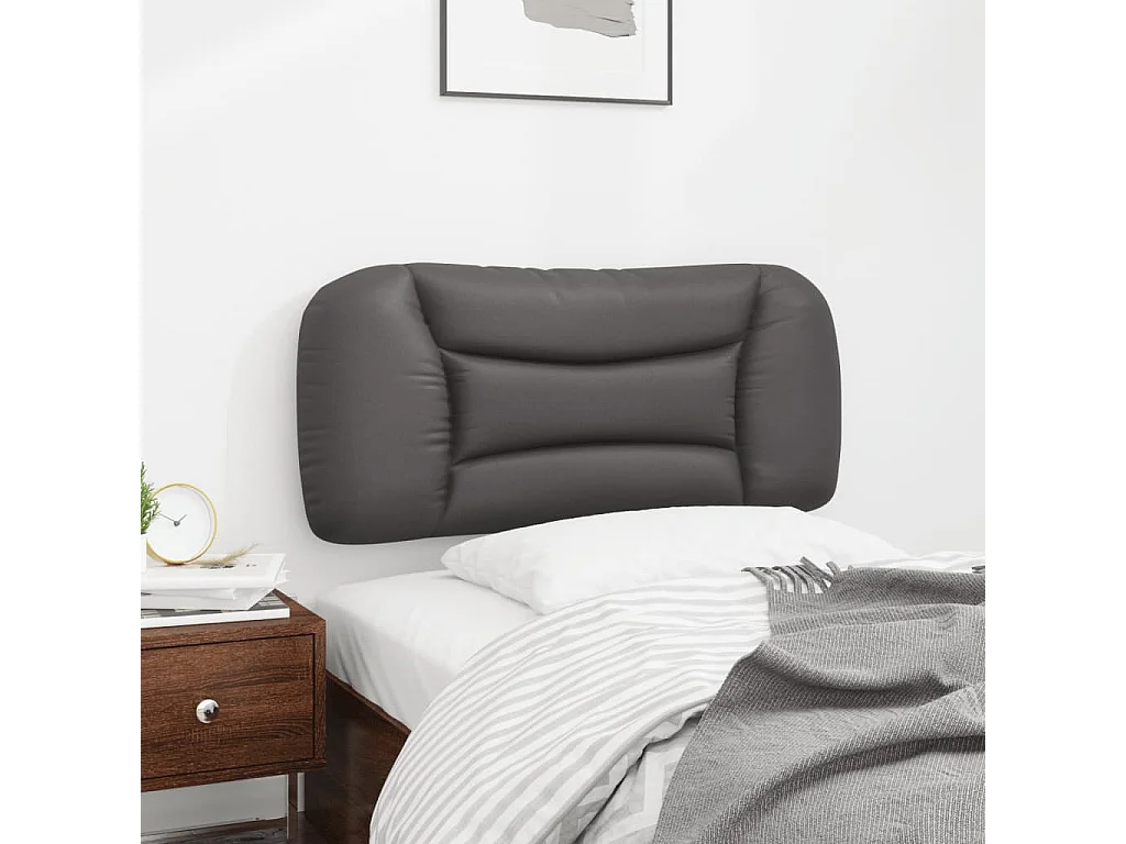 Coussin de tête de lit gris 90 cm similicuir FR687462