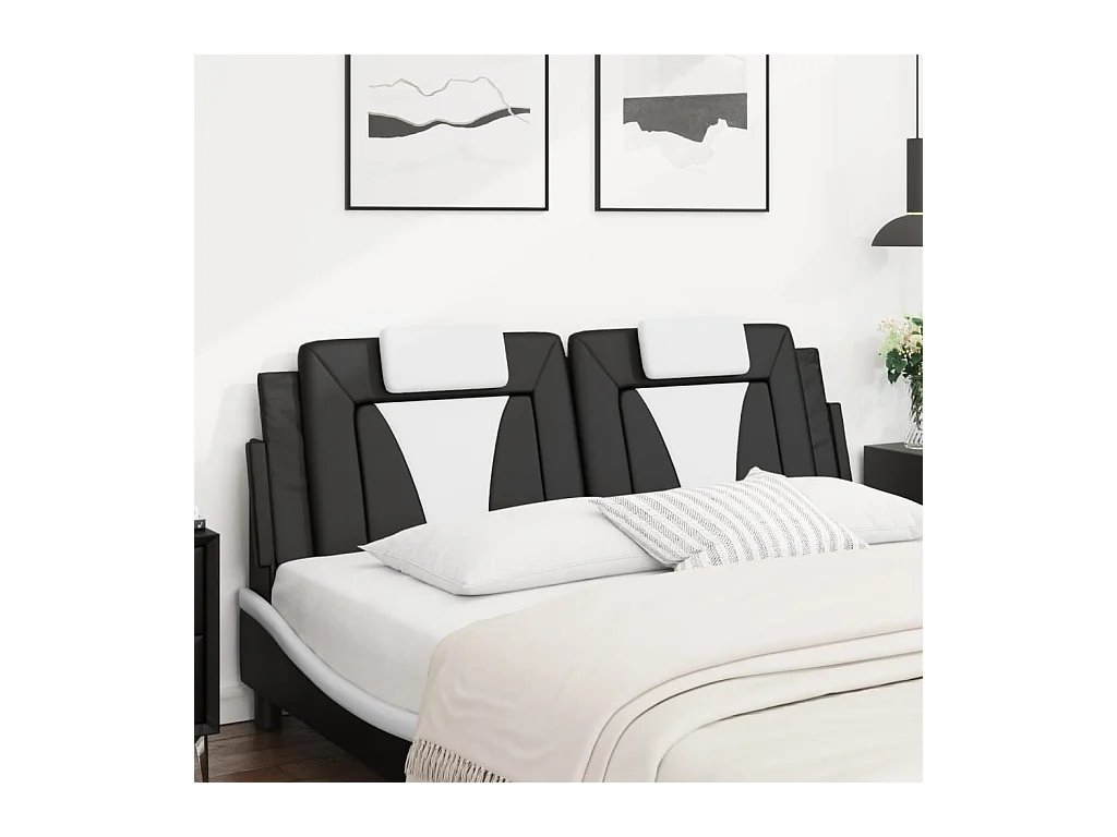 Coussin de tête de lit noir et blanc 160 cm similicuir FR868136