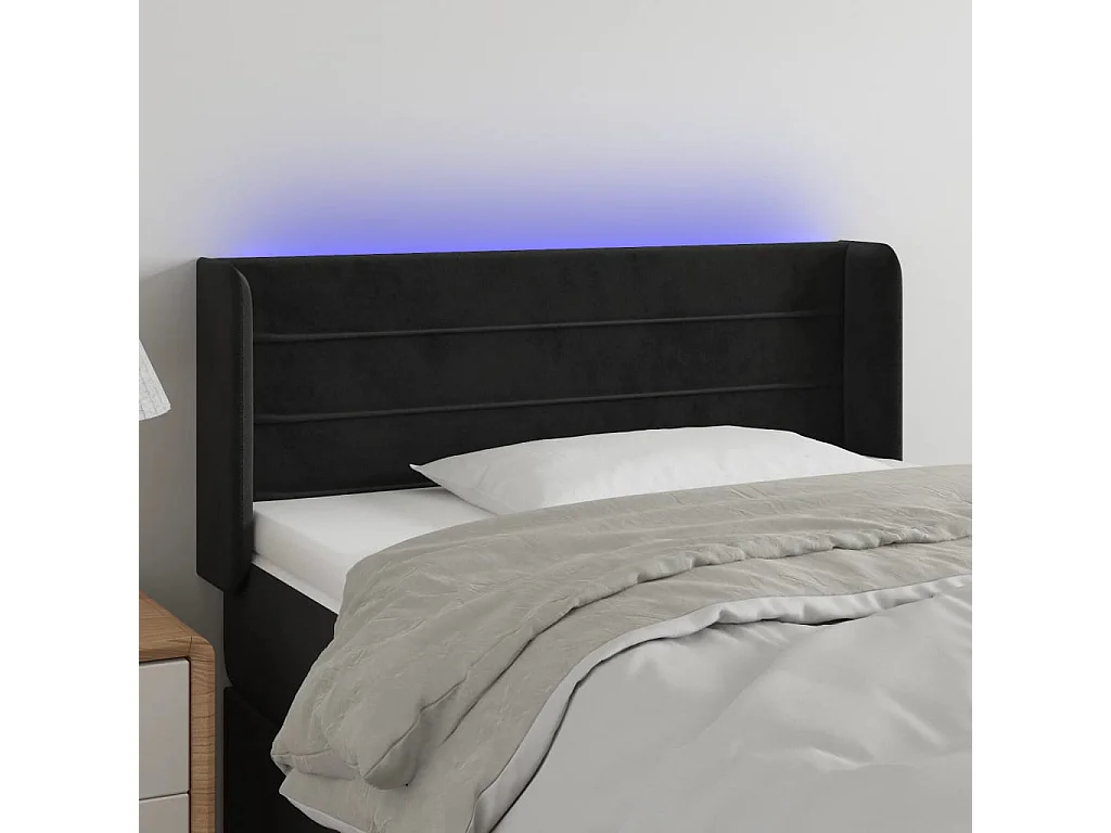 Testiera | Testata del letto a LED Nera 103x16x78/88 cm in Velluto