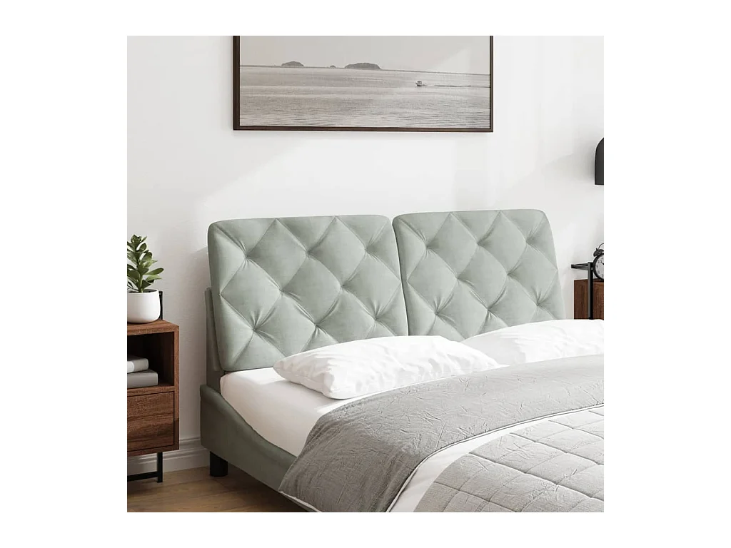 Testata del letto | Cuscino Testiera Grigio Chiaro 140 cm in Velluto