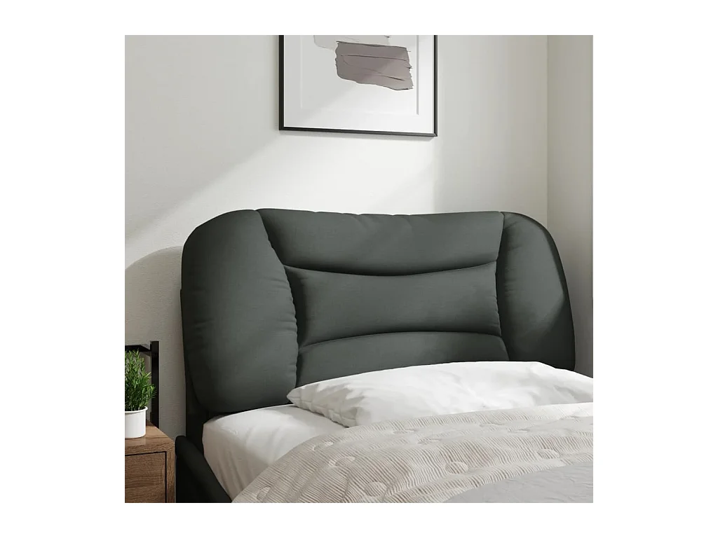 Testata del letto | Cuscino Testiera Grigio Scuro 90 cm in Tessuto