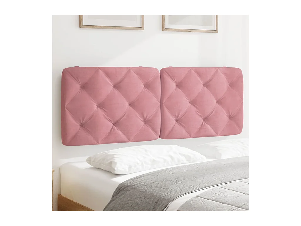 Cabecero de cama acolchado terciopelo rosa 120 cm ES418398