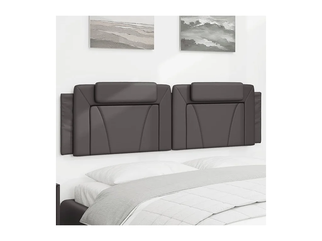 Coussin de tête de lit gris 180 cm similicuir FR362418