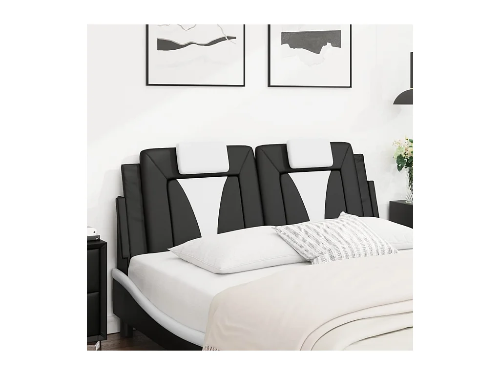 Testata del letto | Cuscino Testiera Nero e Bianco 120 cm in Similpelle