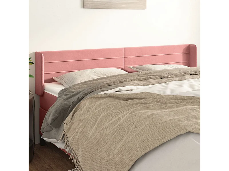 Tête de lit avec oreilles Rose 163x16x78/88 cm Velours FR591586