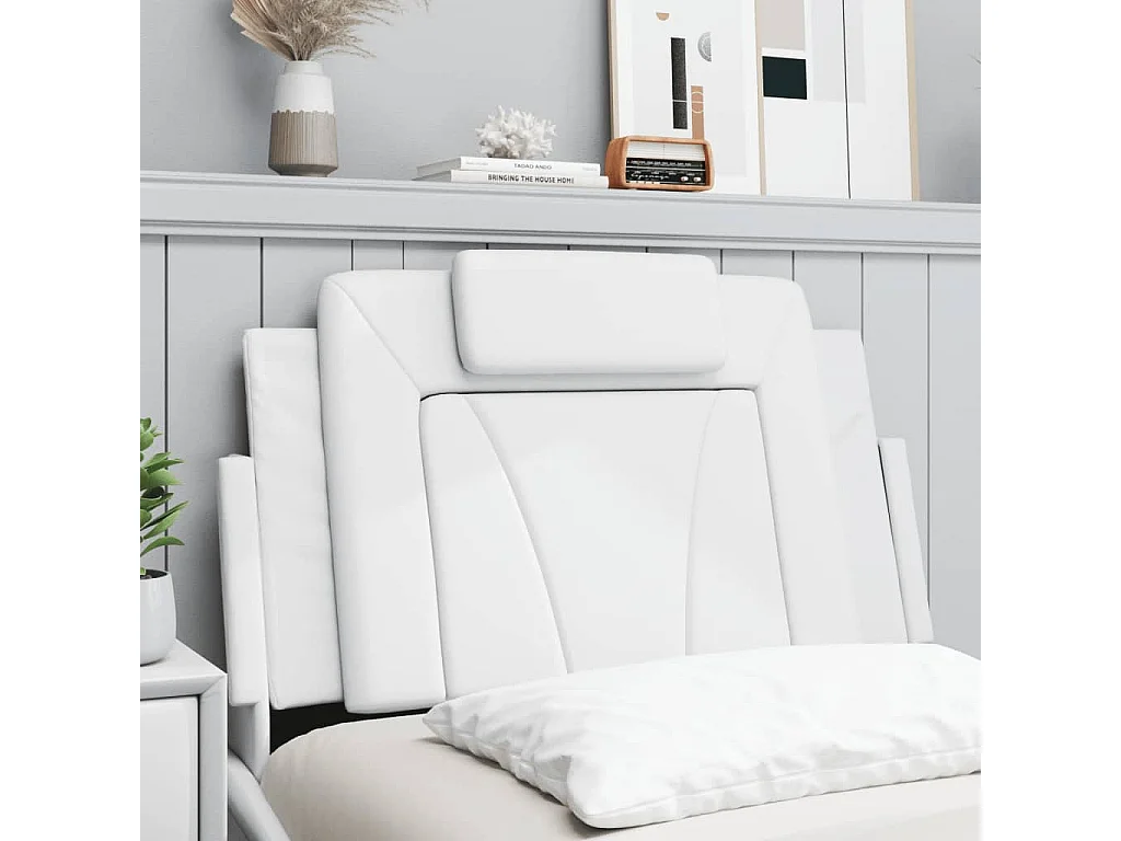 Coussin de tête de lit blanc 80 cm similicuir FR381358
