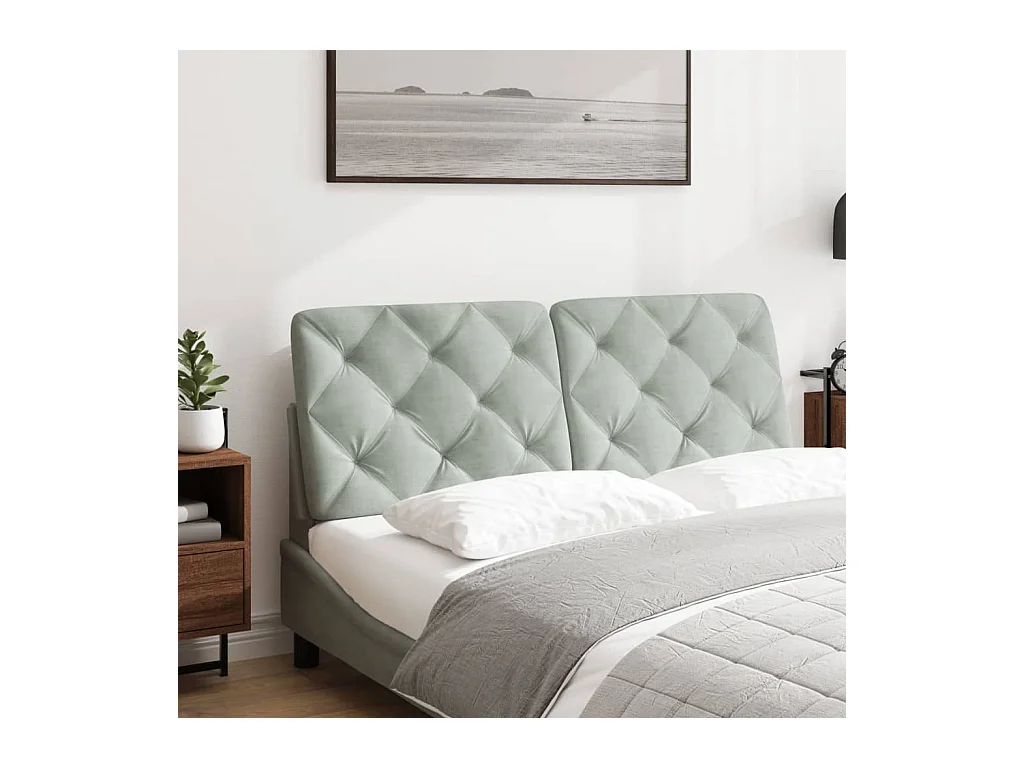 Testata del letto | Cuscino Testiera Grigio Chiaro 120 cm in Velluto