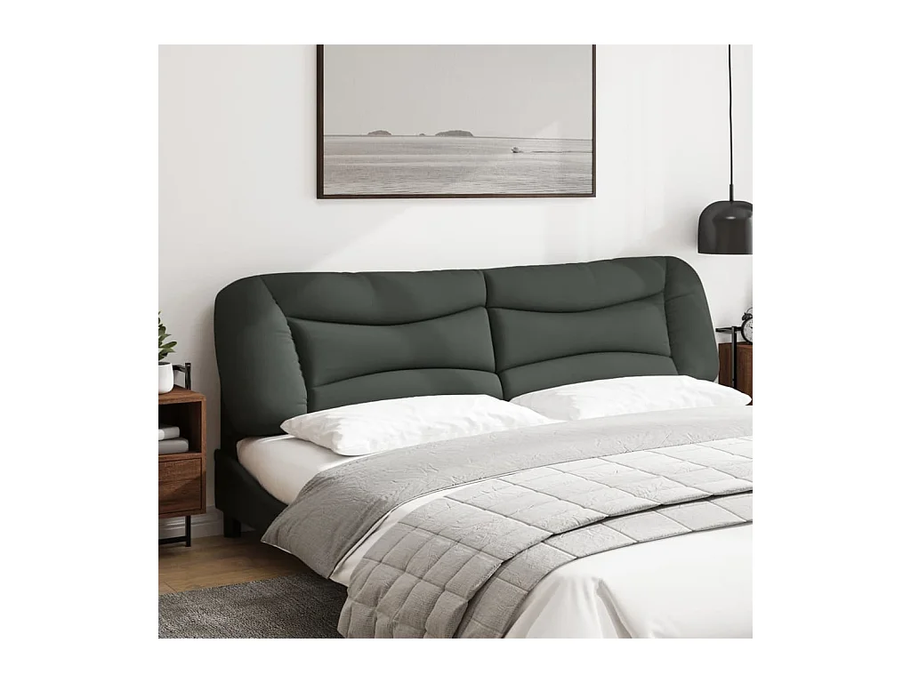 Testata del letto | Cuscino Testiera Grigio Scuro 200 cm in Tessuto
