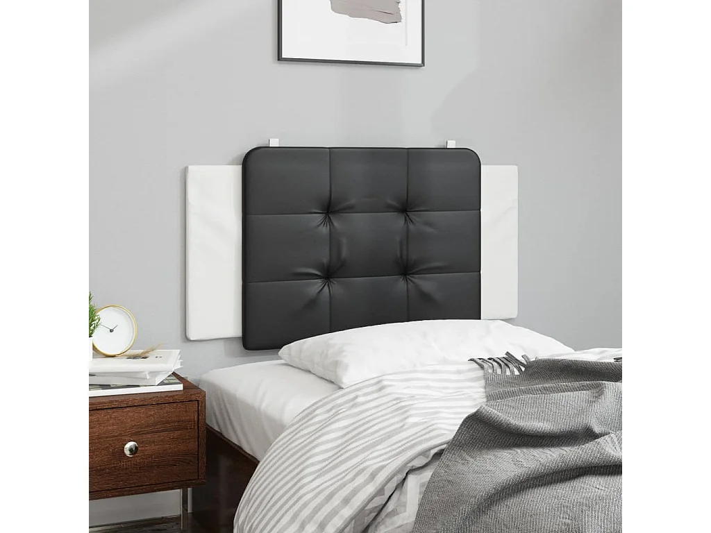 Coussin de tête de lit noir et blanc 100 cm similicuir FR308279