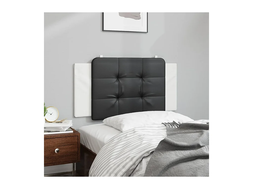 Coussin de tête de lit noir et blanc 100 cm similicuir FR308279
