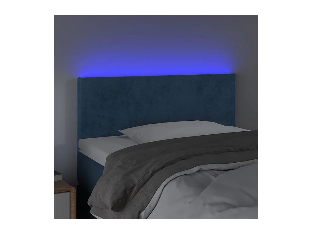 Cabecero con LED de terciopelo azul 100x5x78/88 cm ES621224