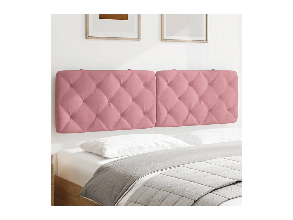 Coussin de tête de lit rose 180 cm velours FR745818