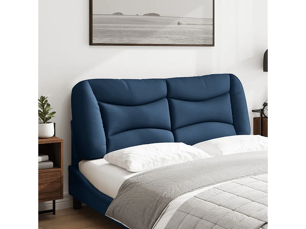 Coussin de tête de lit bleu 120 cm tissu FR448026